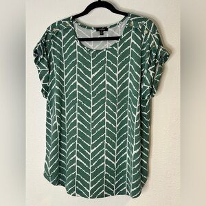 AUW Green and White Blouse Size 1X